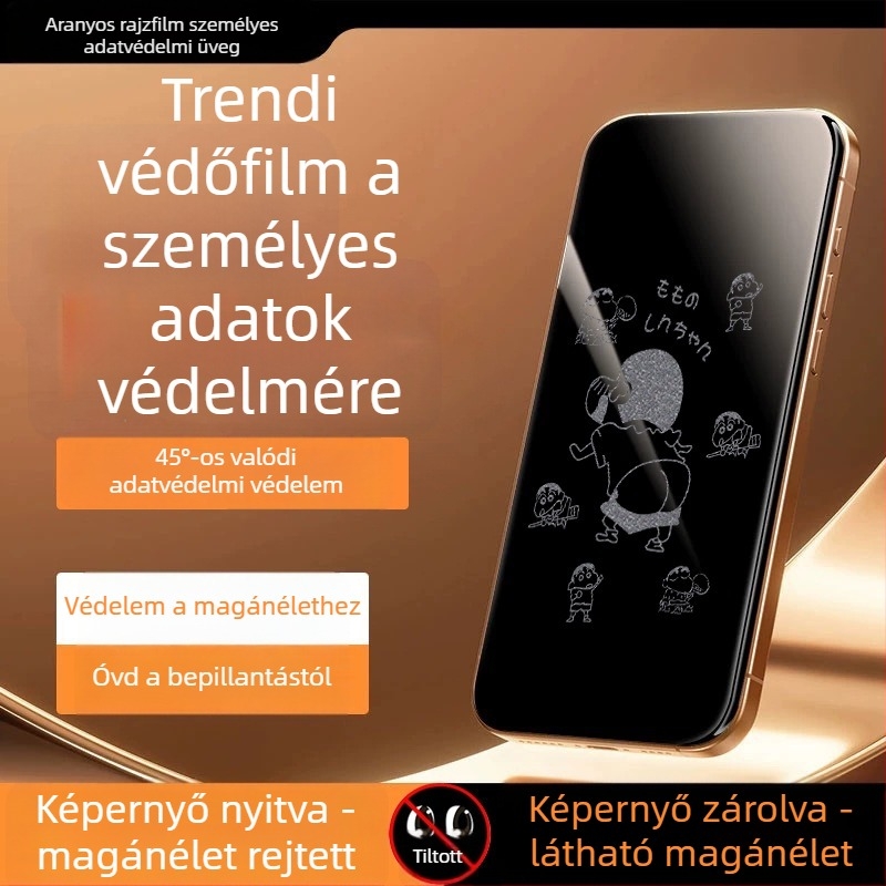 Elülső edzett üveg magánéletvédő kijelzővédő iPhone 14 Pro Max‑hoz – HD, teljes kijelző, anti-megfigyelés, ütésálló, porálló