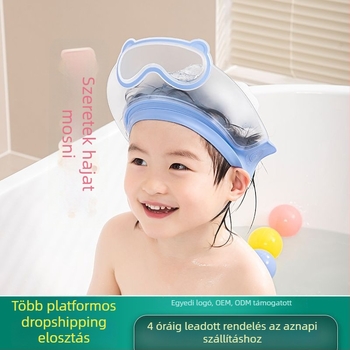 Baba hajmosó sapka dupla rétegű vízálló fülvédővel, újrafelhasználható gyerekeknek, PP+TPE, 70 g