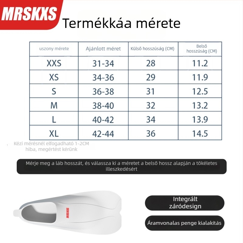 Szilikonból készült, felnőtt méretű rövid úszófinok úszáshoz és merüléshez, termékkód HZJP-1000