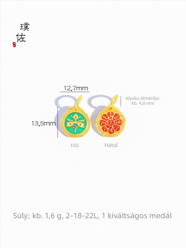DIY karkötő medál, rézből, elektroplattázott felülettel, Puzo márka, 2024 tavasz, A Vagyon Istene motívum