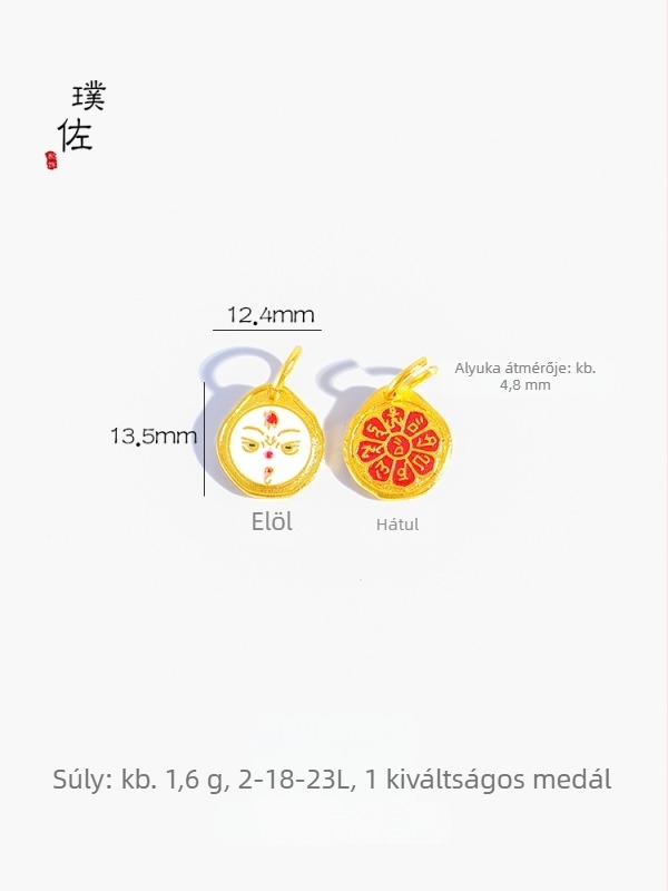 DIY karkötő medál, rézből, elektroplattázott felülettel, Puzo márka, 2024 tavasz, A Vagyon Istene motívum