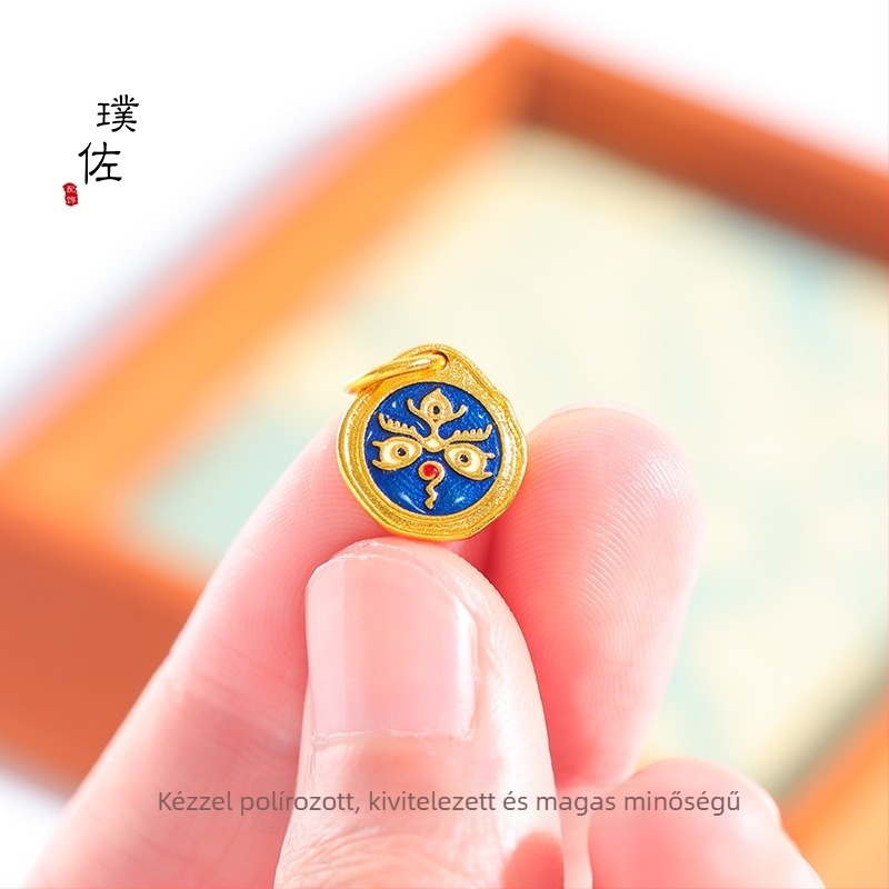 DIY karkötő medál, rézből, elektroplattázott felülettel, Puzo márka, 2024 tavasz, A Vagyon Istene motívum
