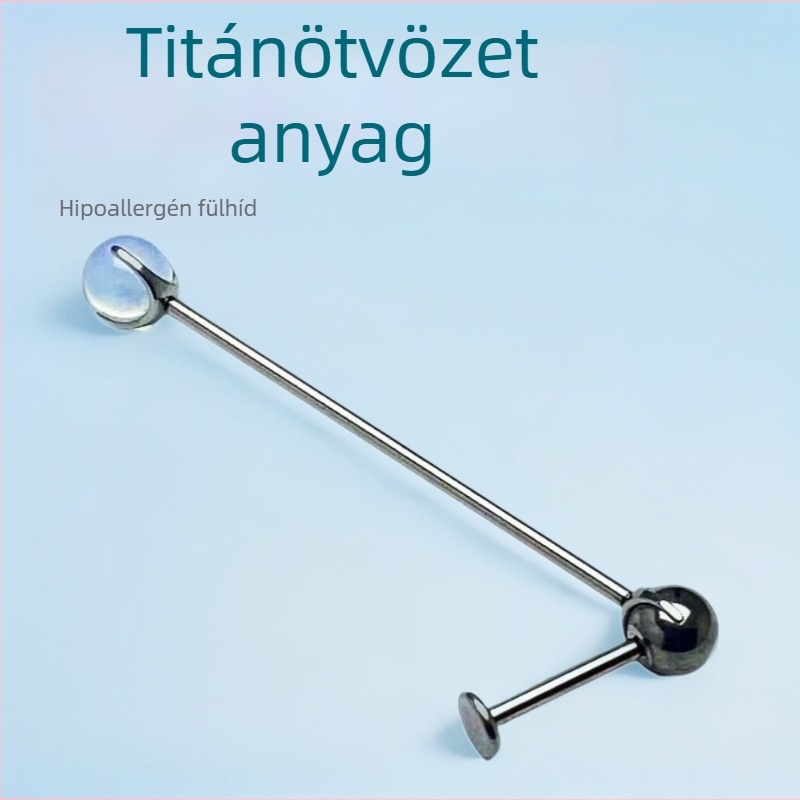 Új F136 titániumötvözetű piercing ékszer, kettős irányú forgó összekötő híd a fülhöz és gömb alakú gyöngy szerkezettel