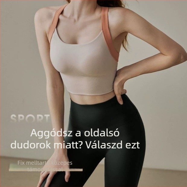 Női magas intenzitású Mold Cup sportmelltartó, all-in-one edzésre/jógára; 80% nejlon fő anyag, 20% spandex bélés, rögzített dupla pántok, oldalsó csat