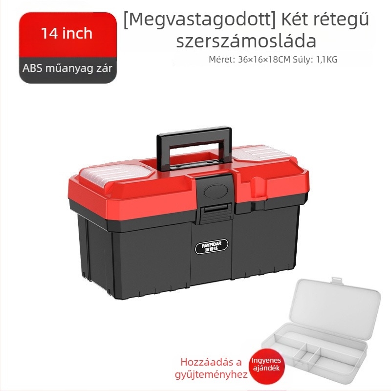 Fém szerszámosláda, kompakt tároló doboz, háromszintesen összecsukható, ipari minőség, masszív, járműre szerelhető (Modell ZsfcBjBD)