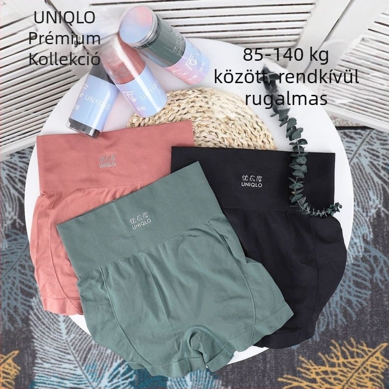 Női varrás nélküli, magas derekú jóga rövidnadrág, has-támogatás, anti-áttetszőség nylonból (boxer alsó)