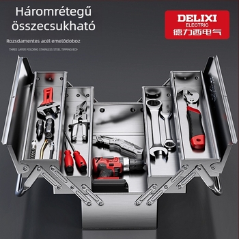 Delixi Electric rozsdamentes acél szerszámkészlet – hordozható, háromrétegben hajtogatható dönthető kivitel otthonra és az autóhoz