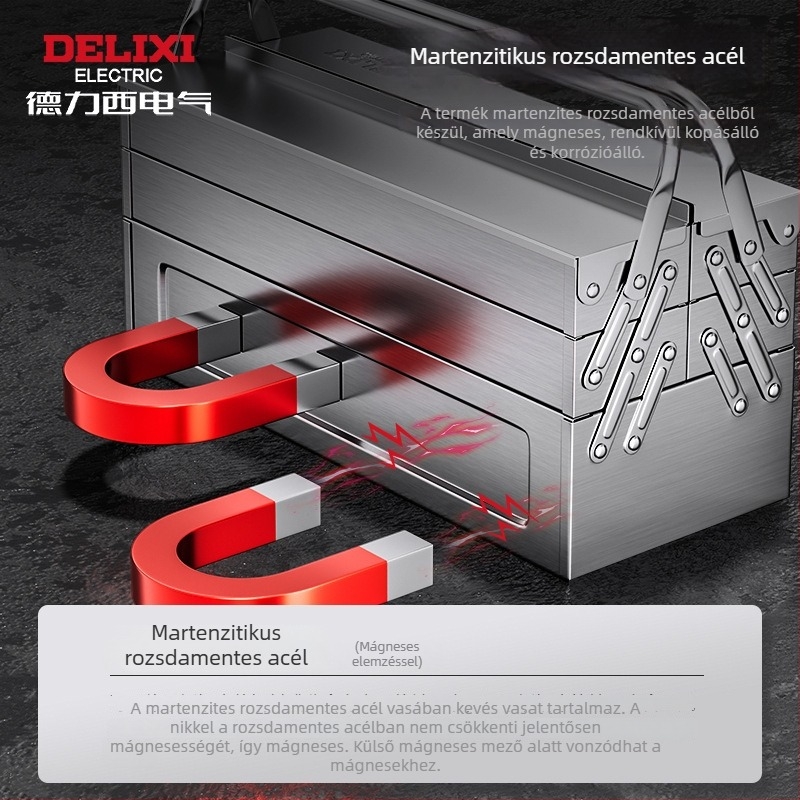 Delixi Electric rozsdamentes acél szerszámkészlet – hordozható, háromrétegben hajtogatható dönthető kivitel otthonra és az autóhoz