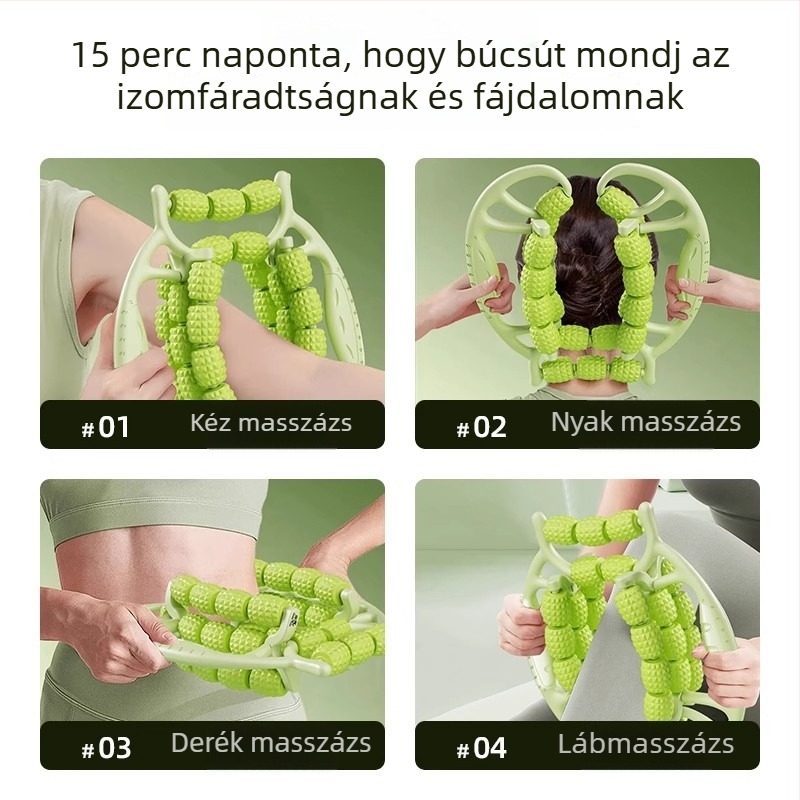 Lábtámasz masszírozó gyűrűs görgővel a vádlik karcsúsításáért és a lábizmok ellazításáért — többfunkciós jógaeszköz