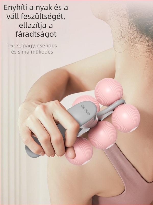 Gyűrű alakú lámasszíró, kompakt hordozható kézi masszírozó 6 görgővel otthoni jóga és relaxációhoz (PP anyag, 250 g)