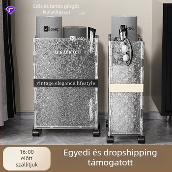 Jóga matrac tároló állvány görgőkkel – Kapacitás 30–40 L – PET műanyag – Egyszerű és modern dizájn