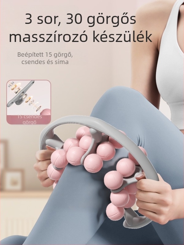 30-kerékhálós masszírozó görgő a láb izmok megnyújtásához – kör alakú masszázsgörgő, jóga segédeszköz (30-kerekek; kör alakú masszázs; anyag: Egyéb; felhasználás: fitnesz eszközök, egészség masszázs, testépítés)