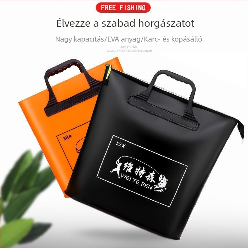 Vízálló élőhalas táska, vállfogantyúval — hordozható horgászfelszerelés tároló táska