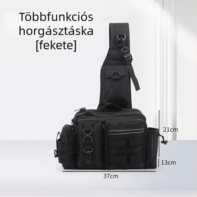 Derék- és keresztpántos többfunkciós horgász táska, orsó- és botre részekkel, nagy kapacitású, terepszínű, hordozható kültéri crossbody hátizsák