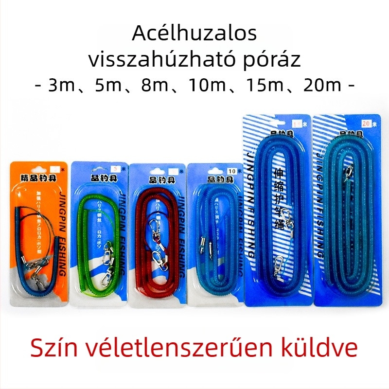 Horgászbot védőpánt acélhuzalos maggal, biztonsági pánt, elasztikus gumis kötél és nejlon szalag