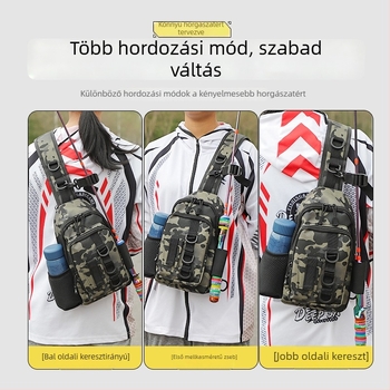 Horgászfelszerelés táska váll- és keresztpánttal, nagy kapacitású, Oxford anyagból, vízálló, etetőanyag tárolására