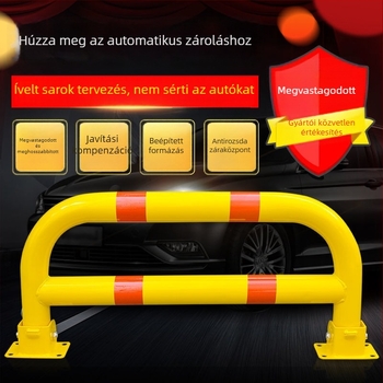 Személyre szabott garázs parkolási zár, megerősített U‑alakú acélsín védőkorlát ütközés elleni védelemmel és reflexiós biztonsági blokkolóval, tartozékokkal