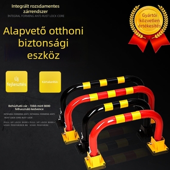 Személyre szabott garázs parkolási zár, megerősített U‑alakú acélsín védőkorlát ütközés elleni védelemmel és reflexiós biztonsági blokkolóval, tartozékokkal