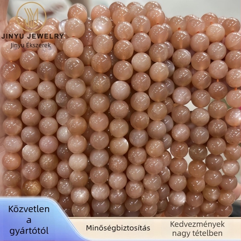 Természetes napkő szabad gyöngyök, narancs holdkő körgyöngyök, félkész DIY karkötő és nyaklánc ékszer-kiegészítők