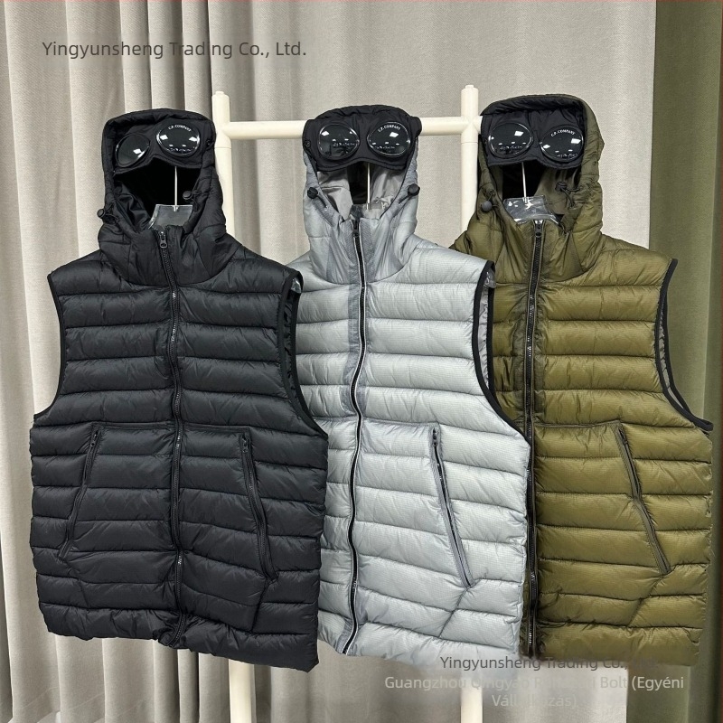 CP Company kapucnis pamut mellény őszi–téli szezonra, divatos munkaruha, vastag melegen bélelt