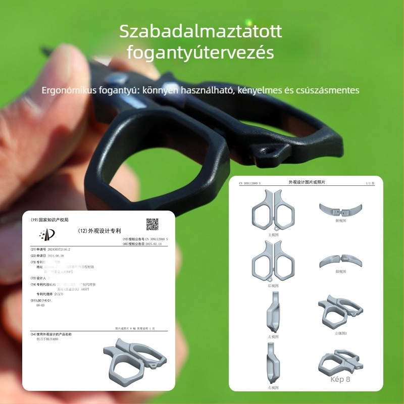 Horgász damilvágó olló – titánbevonatú pengékkel, multifunkcionális, PE damillal kompatibilis, anyag: ólom