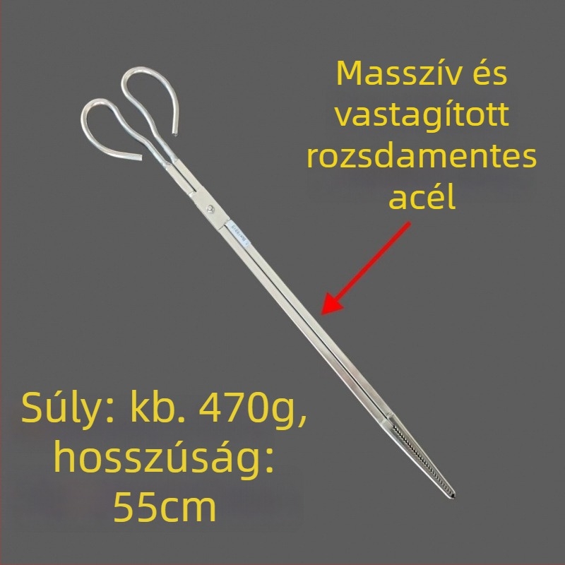 Rozsdamentes acél tengeri élelmiszerhez használható összecsukható csipesz, hosszú nyélű, nehéz kivitelű eszköz