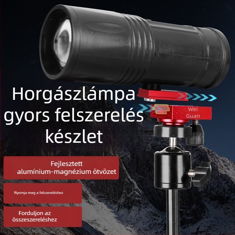 Wei Guan horgász lámpa – gyorskioldó alap alumínium ötvözetből készült trípados pan-tilt adapterrel