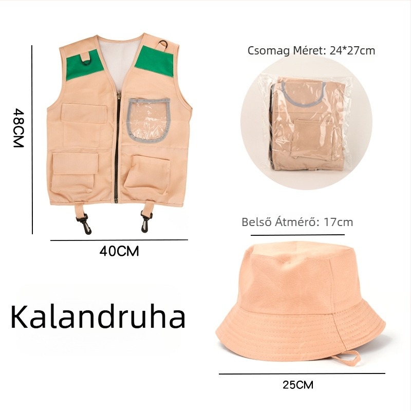 Gyerekek kültéri kaland felszerelés: eszközökkel a szerepjátékhoz és kempingezéshez – uniszex, 4–6 éveseknek, táskában csomagolva