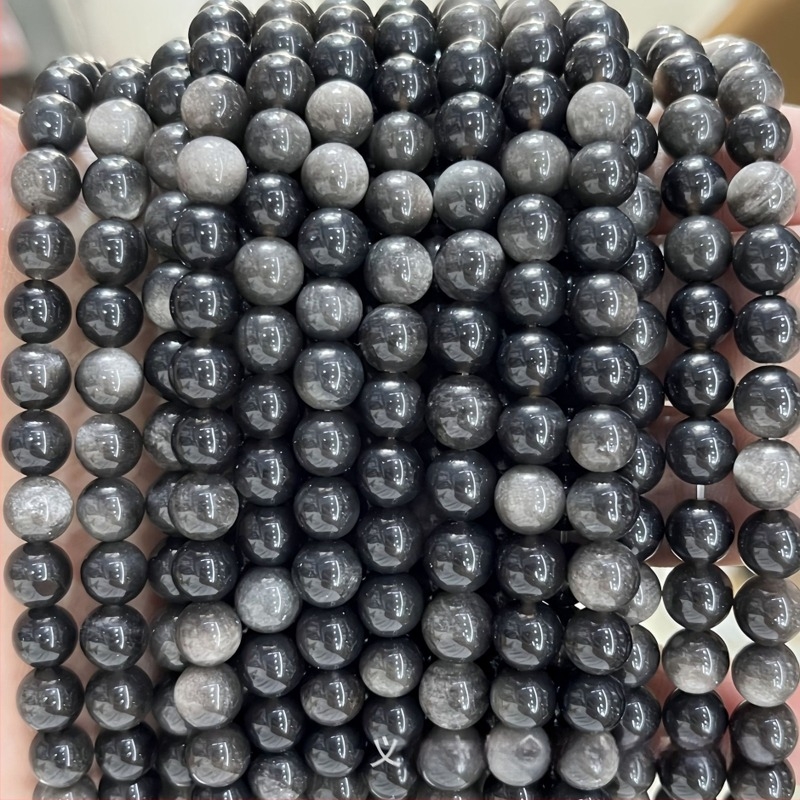 Kerek obsidián gyöngyök – arany, ezüst, színes és fekete változatok; félkész DIY ékszer alkatrészek