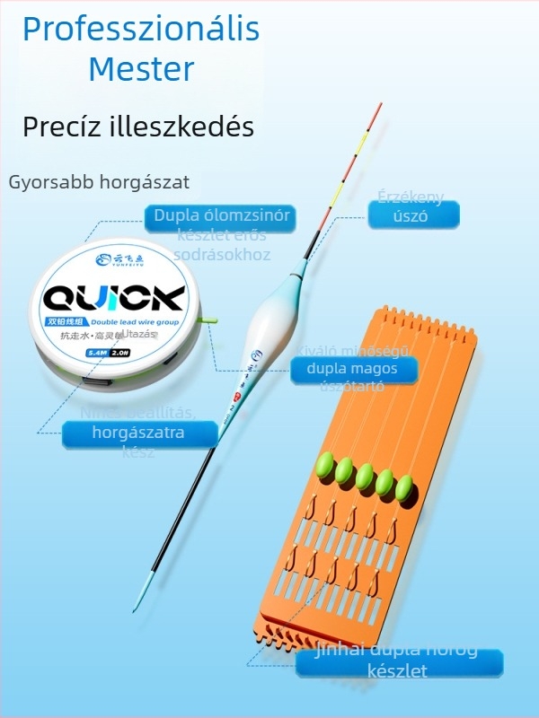 Yunfeiyu beállítás nélküli úszózsinór készlet — teljes fő damil kettős súlyokkal a fenekező horgászathoz, azonnal használható