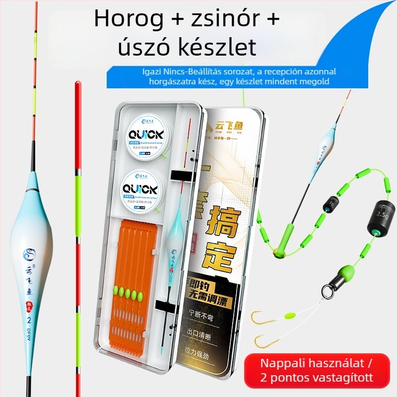 Yunfeiyu beállítás nélküli úszózsinór készlet — teljes fő damil kettős súlyokkal a fenekező horgászathoz, azonnal használható