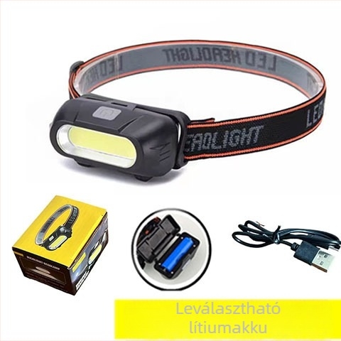 Star Burn fejlámpa – újratölthető 18650 Li-ion akkumulátor, COB LED, vízálló, 30 órás üzemidő