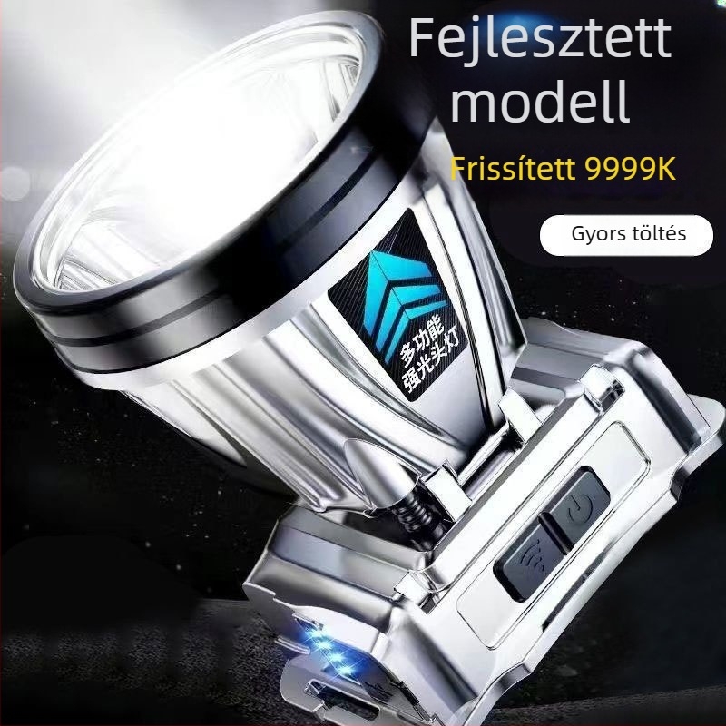 LED fejlámpa éjszakai horgászathoz: hosszú hatótáv, újratölthető, vízálló, ultra fényes, fejre rögzíthető