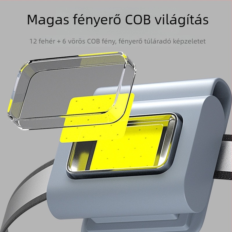 LED lámpa mágneses töltéssel és ruhacsipesz tartóval, szilikon ház, COB LED