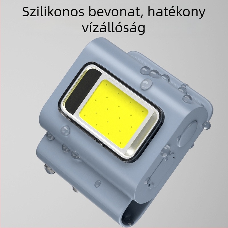 LED lámpa mágneses töltéssel és ruhacsipesz tartóval, szilikon ház, COB LED