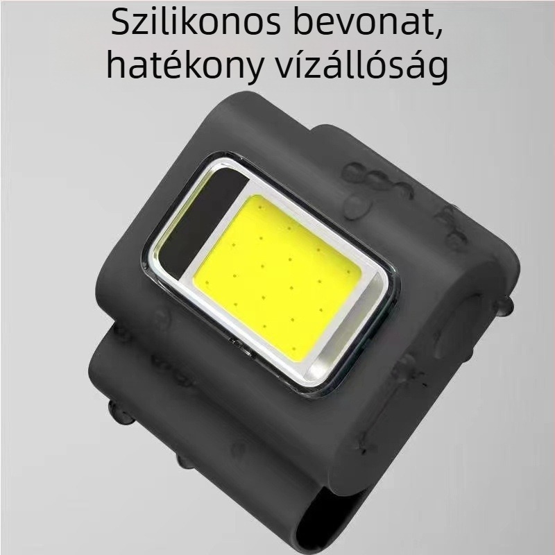 LED lámpa mágneses töltéssel és ruhacsipesz tartóval, szilikon ház, COB LED