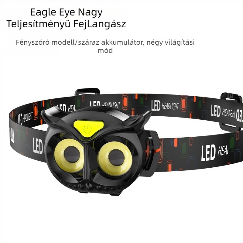 COB LED-es fejlámpa, 10W, 1200mAh újratölthető, hatótáv 100–200 m