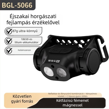 LED fejfény a horgászathoz mozgásérzékelővel, 20W, 18650-es akkumulátor, tölthető, akár 500 m hatótávolság