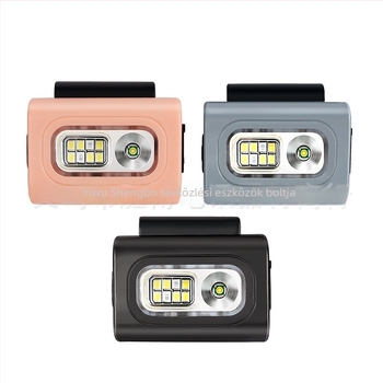 LED fejlámpa ruhára clipelhető, USB-töltésű, ABS-ház, LED fényforrás, hatótáv akár 50 m, kempingezésre és éjszakai horgászatra alkalmas