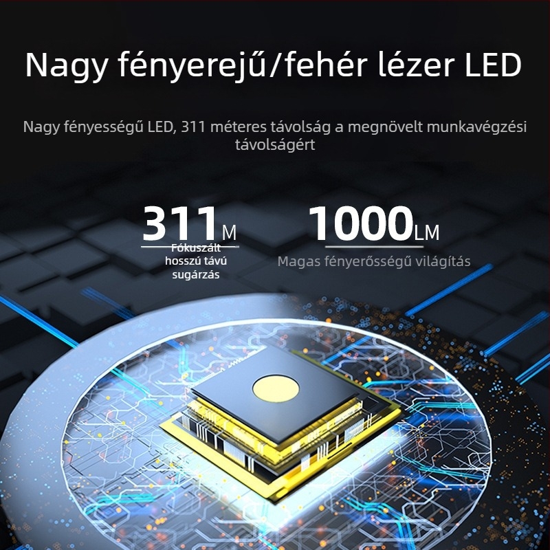 Walmon WE01 LED fejlámpa éjszakai horgászathoz sapkára rögzíthető, újratölthető, 5W, ABS ház, akár 500 m fénytáv