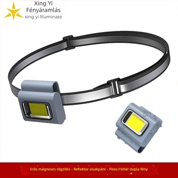 LED fejfény mágneses töltéssel, COB szilikon burkolat, ruhaklipek, 6W, 800 mAh akkumulátor