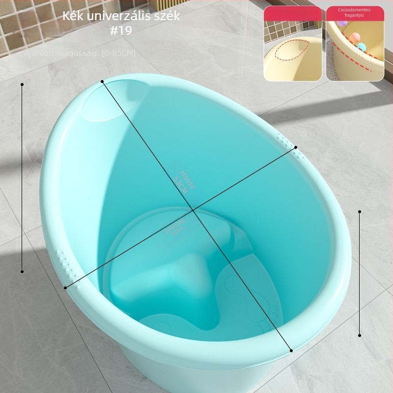 Műanyag babafürdő vödör gyerekeknek, ülő kialakítású, vastagított kivitel, otthoni használatra.