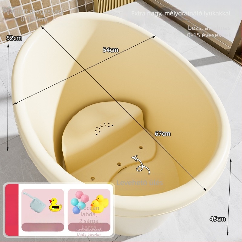 Műanyag babafürdő vödör gyerekeknek, ülő kialakítású, vastagított kivitel, otthoni használatra.