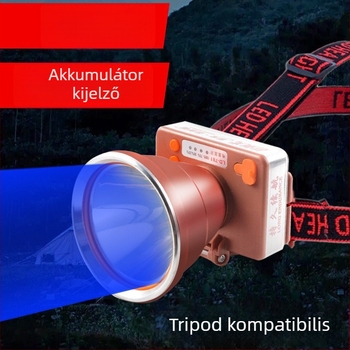 LED fejlámpa 2500mAh akkumulátorral, 30–80W, LED fényforrás, ABS műanyag + alumíniumötvözet, hatótávolság ≥500m