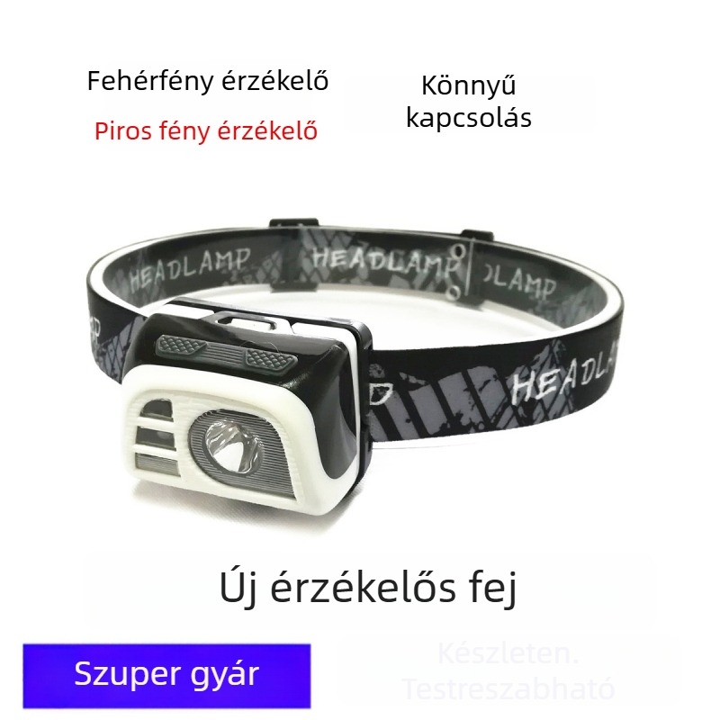 Fejlámpa USB-töltésű 5W LED-del, vízálló, 150 m fénycsóva, 5–6 órás üzemidő, súly 70 g