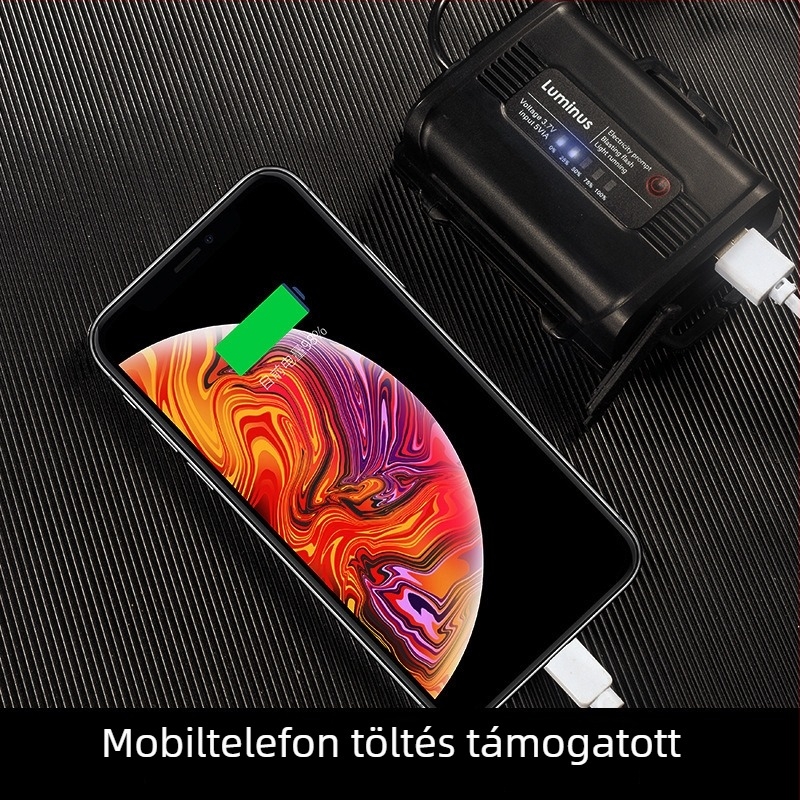LED fejlámpa USB-töltéses, alumínium ötvözet test, LED fényforrás, kézi energiatermelés, maximális hatótávolság több mint 500 m