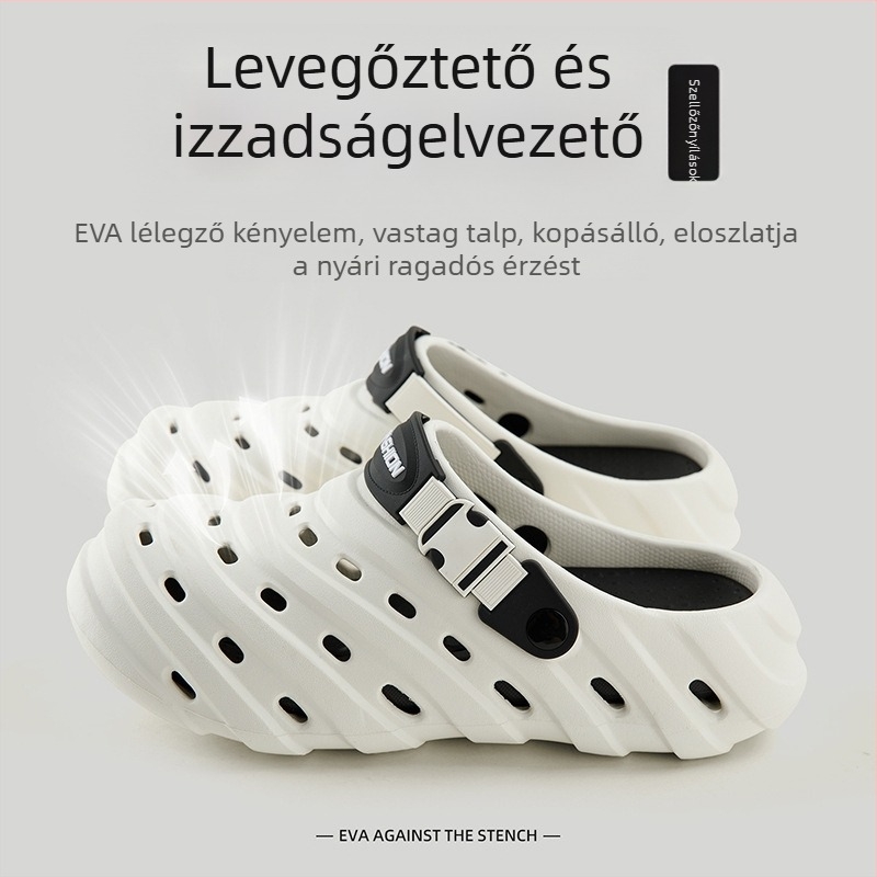 Férfi EVA szandálok, lélegzőek, csúszásmentes talppal, zárt toe, 3–4 cm-es sarokkal, mindennapi kültéri használatra