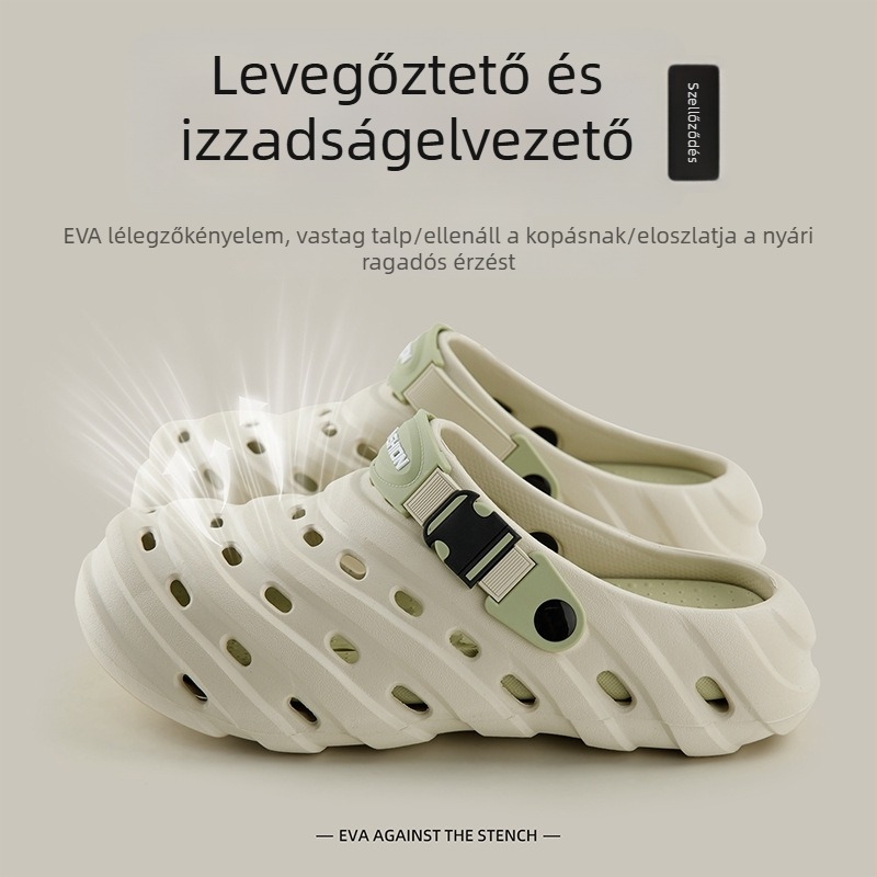 Férfi EVA szandálok, lélegzőek, csúszásmentes talppal, zárt toe, 3–4 cm-es sarokkal, mindennapi kültéri használatra