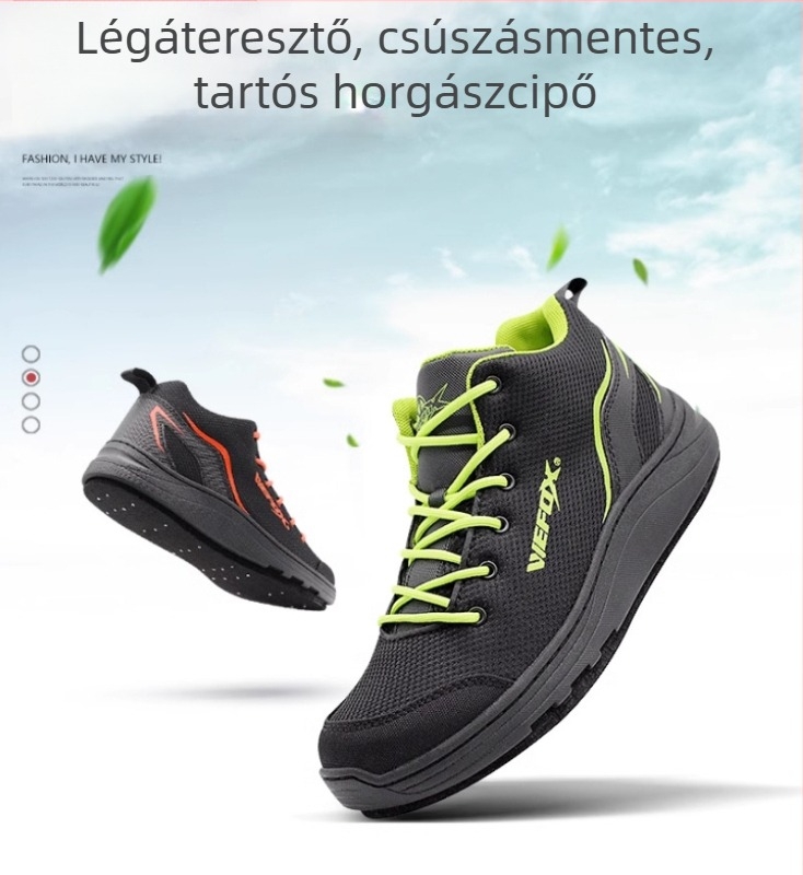 Horgászcipő, csúszásmentes filc talppal, Oxford szövet, Wealth Fox (Modell 1050)