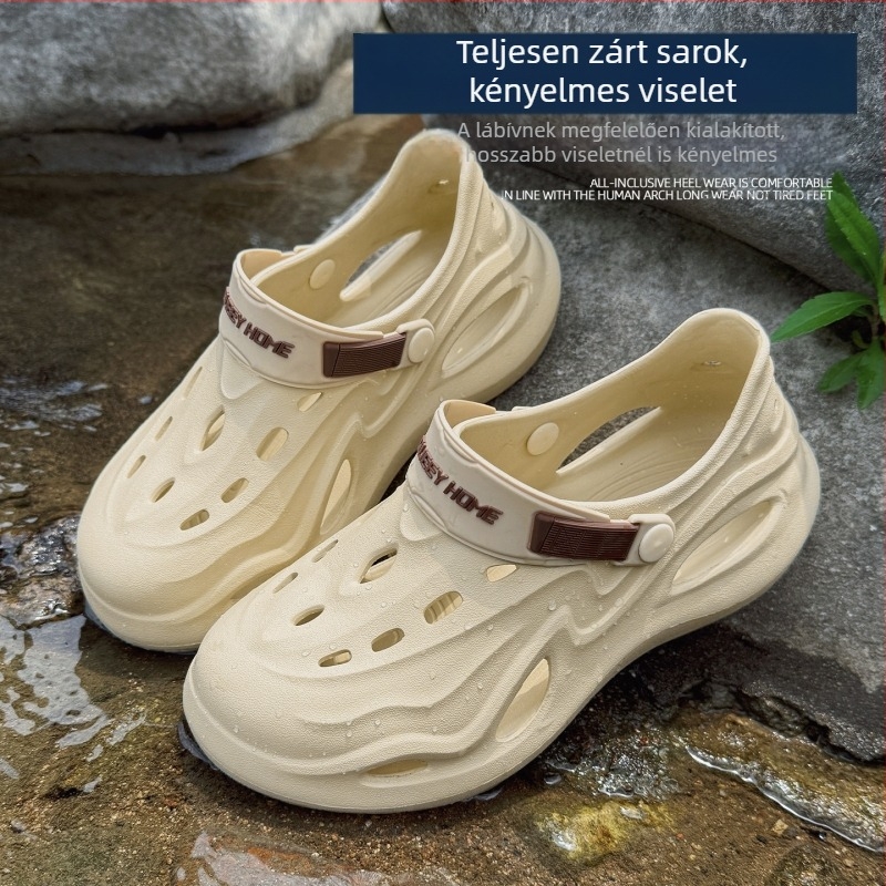 Férfi EVA szandálok, felső rész EVA, talp EVA, Slip-On zárás, 3–4 cm vastag sarok, zárt orr